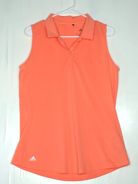 adidas Tops - Adidas Primegreen Coral Sleeveless Golf Polo Women L Athleisure Activewear
